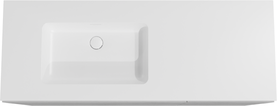 Storke Edge meuble salle de bains à poser 140 x 52 cm béton gris foncé avec Mata plan vasque asymétrique à gauche en solid surface blanc mat