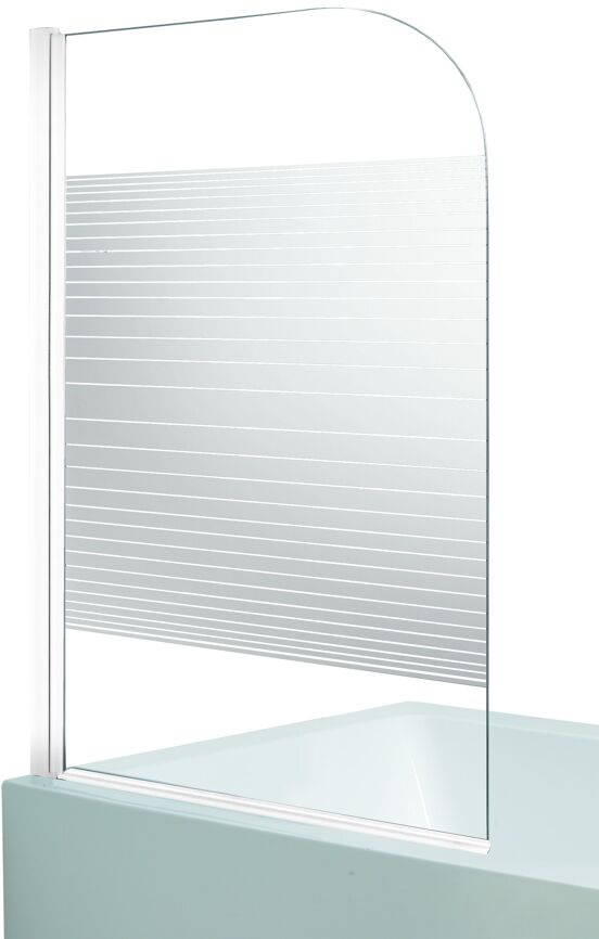 Linie Palma pare-baignoire simple 80 cm transparent avec bande mate rayée profil blanc mat