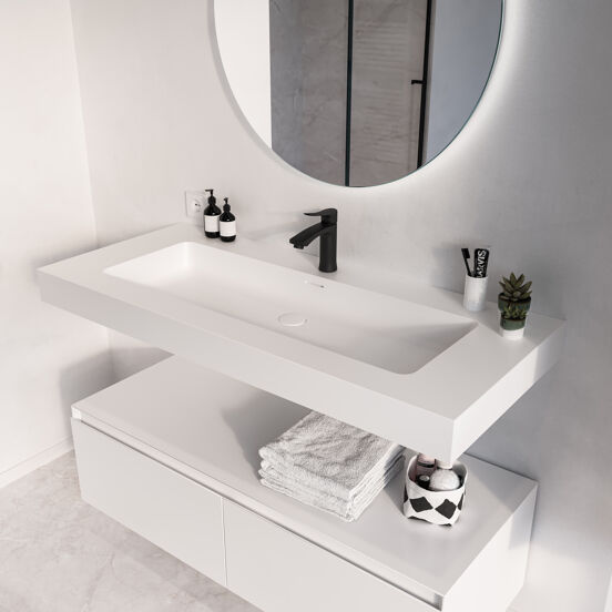 Storke Edge Modulo zwevende wastafelonderkast 120 x 48 cm mat wit 2 lades