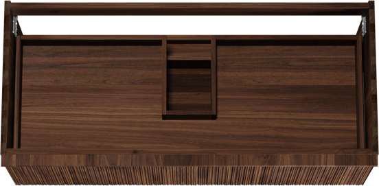 Balmani Forma zwevende wastafelonderkast 120 x 55 cm Amerikaans notenhout 2 lades vert. asym. groef