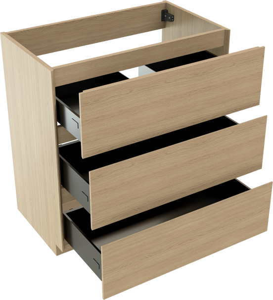Storke Edge staande wastafelonderkast 80 x 46 cm natuur eik 3 lades
