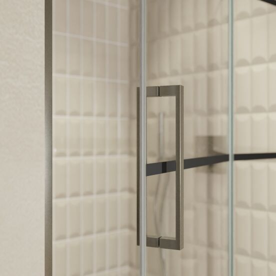Balmani Senses Design porte pivotante à droite 120 cm x 210 cm verre Lined, Profil Brushed GunMetal, coating inclus