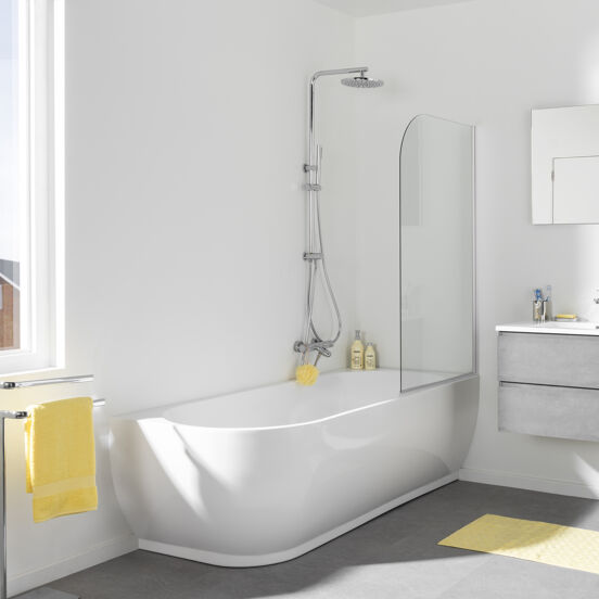 Linie Paulo baignoire d'angle droite duo 180 x 80 cm acrylique blanc brillant