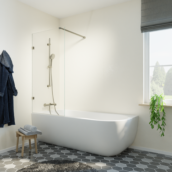 Luca Varess Solid pare-baignoire 80 cm verre transparent profil Gunmetal brossé