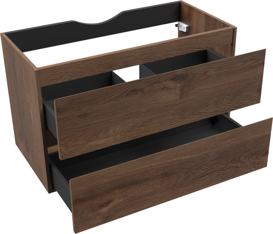 Linie Lado zwevende wastafelonderkast 90 x 46 cm bruine eik 2 lades