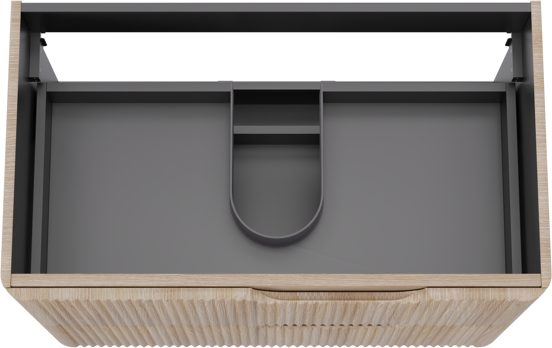Linie Curvo hängender möbelstück Waschtischunterschränke 80 x 46 cm Eiche Hell 2 Schubladen, Vert. Sym. Rippe