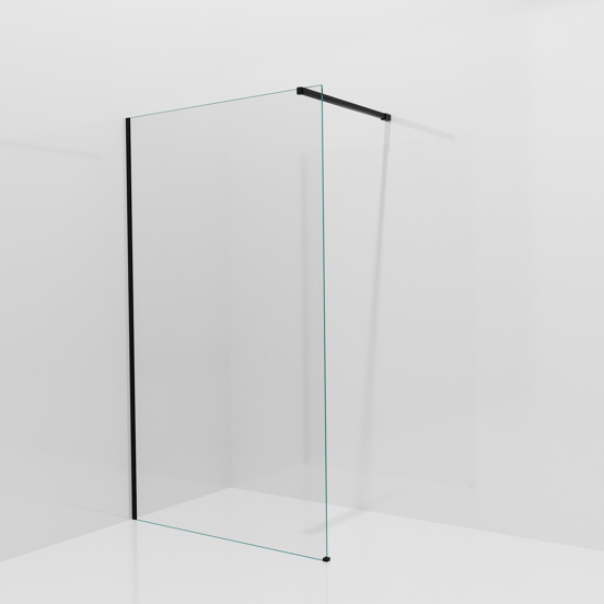Balmani Modular douche à l'italienne: 120 x 200 cm, Verre transparent, avec coating, Profil Noir mat