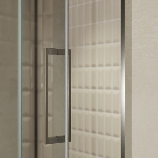 Balmani Senses Design porte pivotante à gauche 140 cm x 210 cm verre Miroir Reflex, Profil Brushed GunMetal, coating inclus