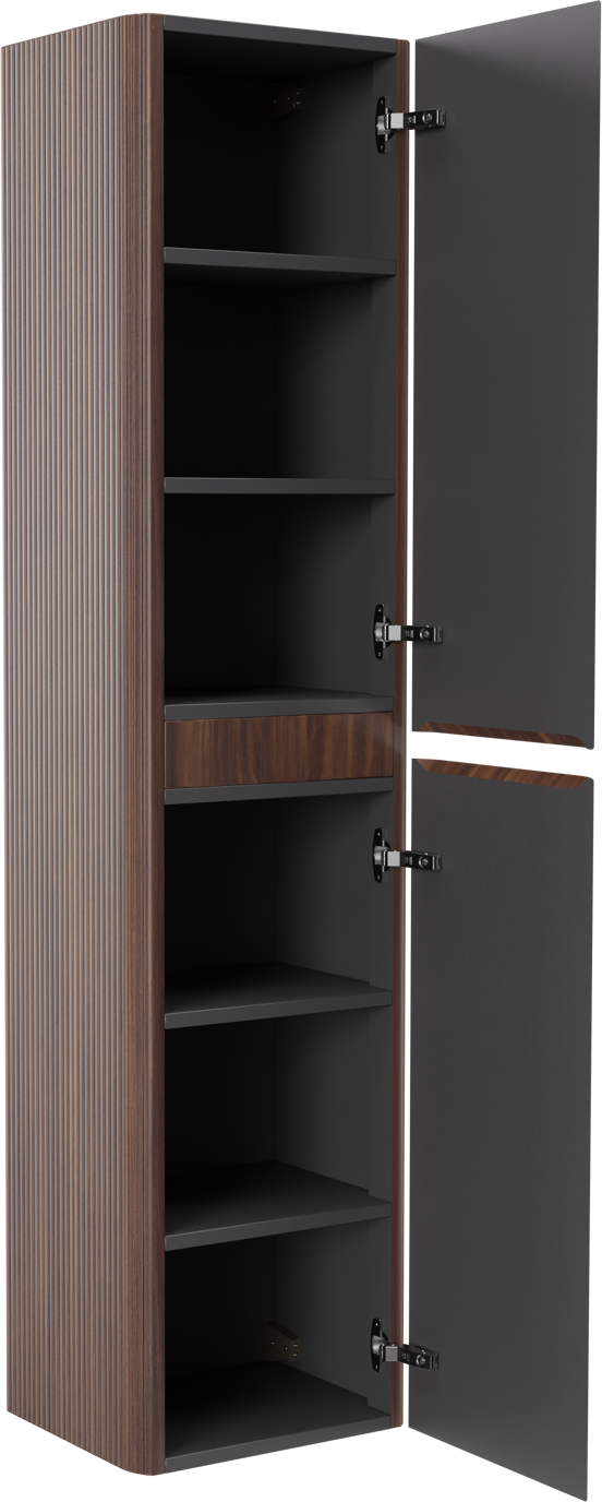 Storke Soft hängender Hochschrank Nussbaum 40 x 35 x 170 cm, Vert. Sym. Rippe