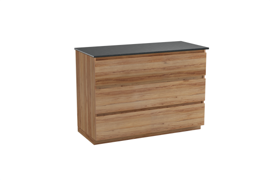 Balmani Lucida freistehendes Möbelstück Set: 120 x 55 cm, Teak, mit Stretto Einzel Waschtischplatte, Schwarzes Granit
