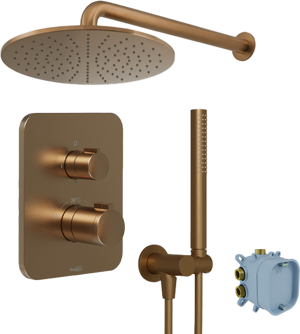 Blaufoss Smartbox Softline Duschsystem: Unterputz, inkl. Thermostat-Duscharmatur, Brushed Rosegold