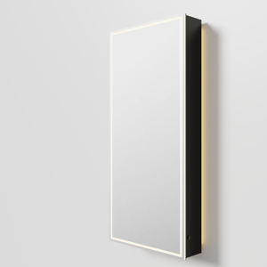 Balmani Mara spiegelkast 45 x 100 cm mat zwart met spiegelverlichting en anti-damp