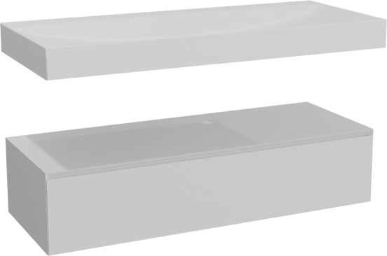 Balmani Mitra Elements meuble salle de bains suspendu 135 x 55 cm blanc mat avec Wave lavabo simple pour 2 trous de robinet en solid surface blanc mat