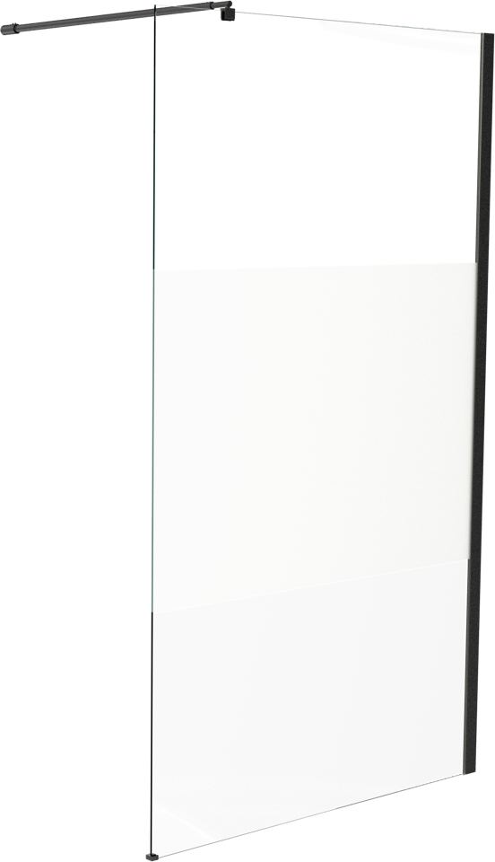 Linie Walk-In inloopdouche 100 x 200 cm helder glas met matte strook mat zwart profiel
