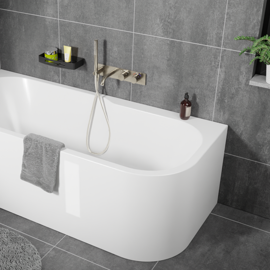 Blaufoss Round Unterputz Badewannenarmatur: Brushed CoolMetal, Einbauelement inklusive