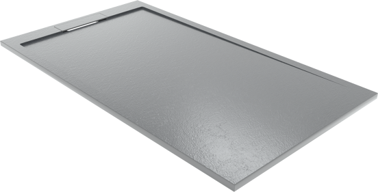Balmani Indus douchebak 160 x 90 cm composietmarmer donkergrijs leisteenstructuur