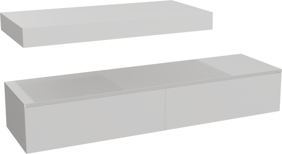 Balmani Mitra Elements meuble salle de bains suspendu 180 x 55 cm blanc mat avec Modus tablette simple ou double 120 cm en solid surface blanc mat