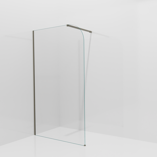 Balmani Modular douche à l'italienne: 120 x 200 cm, Verre transparent arrondi, avec coating, Profil Gris pierre
