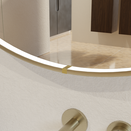 Balmani Secret miroir rond Brushed Champagne Gold lumineux et anti-buée Ø 60 cm