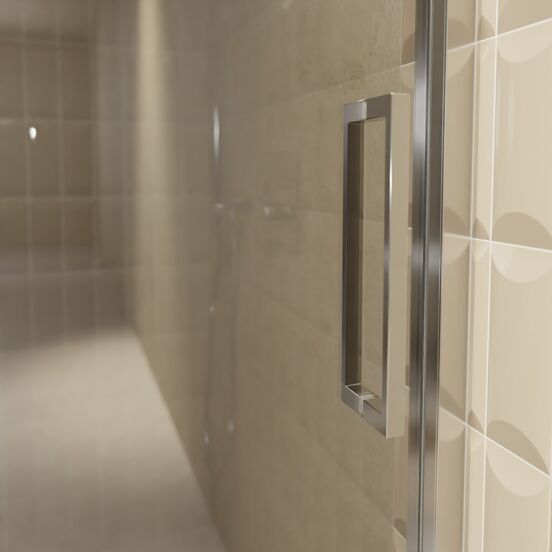 Balmani Senses Design porte coulissante à gauche 140 cm x 210 cm verre Miroir Reflex, Profil chrome, coating inclus