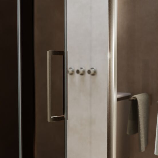 Balmani Senses Design douchehoek met linkse draaideur en vaste zijwand, 140 x 90 cm, Brons, Brushed CoolMetal profielen, met coating
