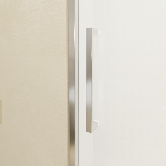 Balmani Senses Design douche schuifdeur rechts 140 cm x 210 cm Helder glas met matte strook glas, Chroom profielen
