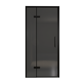 Balmani Senses Design Dusche Drehtür, Links, 100 cm x 210 cm, Rauchglas, Profil Schwarz