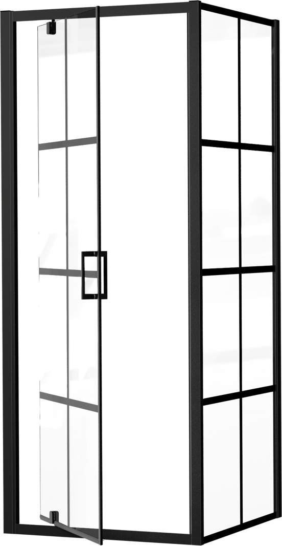 Luca Varess Vidor douchecabine met draaideur en vaste zijwand 80 x 80 cm Square glas mat zwart profiel