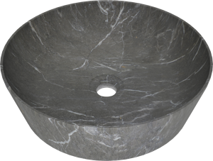 Balmani Still Aufsatzwaschbecken: Pietra Grey Marmor, rund, Ø 38 cm
