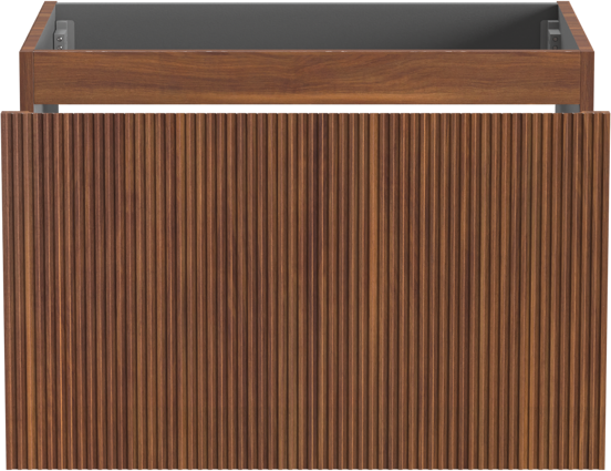 Storke Ribs meuble sous-vasque suspendu 75 x 52 cm noyer 2 tiroirs