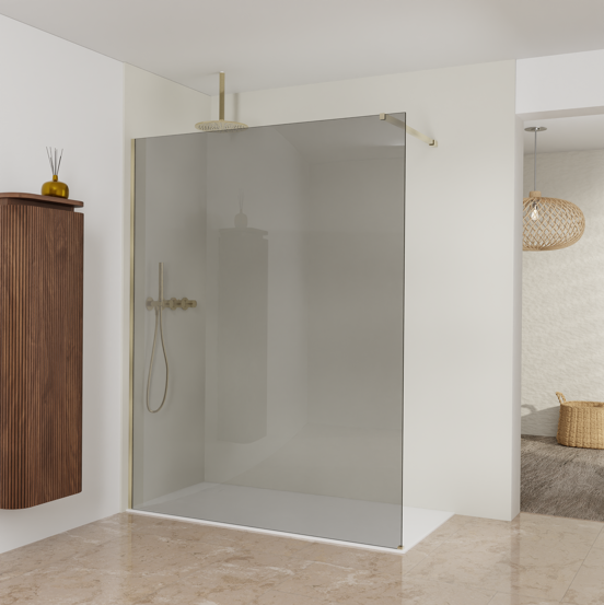 Balmani Modular inloopdouche: 160 x 200 cm, Rookglas, Brushed Champagne Gold profielen