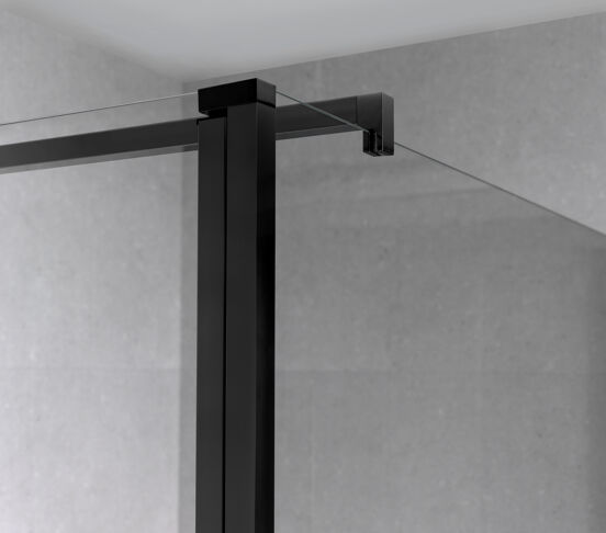 Balmani Move douche à l'italienne avec panneau latéral pivotant 90 x 200 cm verre fumé profil noir mat