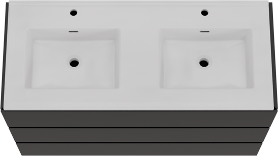 Storke Edge meuble salle de bains à poser 120 x 52 cm noir mat avec Kera double vasque en céramique blanc brillant