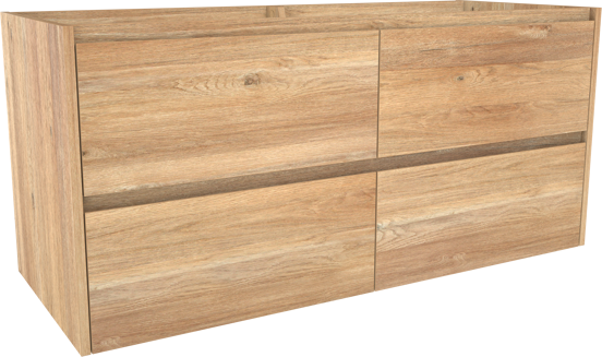 Storke Seda hängender Waschbeckenunterschrank: 130 x 52 cm, Eiche rustikal, 4 Schubladen