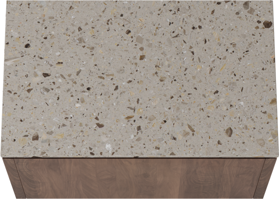 Balmani Eclips meuble salle de bains suspendu 90 x 55 cm Noyer américain avec Stretto tablette simple en Terrazzo greige