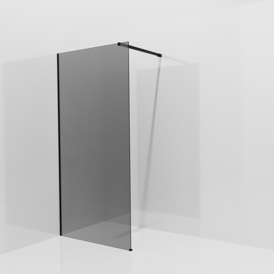 Balmani Modular douche à l'italienne: 100 x 200 cm, Verre fumé, avec coating, Profil Noir mat
