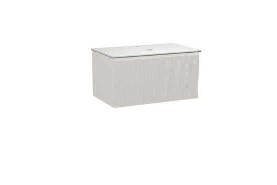 Balmani Fila meuble salle de bains suspendu 90 x 55 cm blanc mat avec Facetta tablette simple en solid surface blanc mat, Nervure droite symétrique verticale