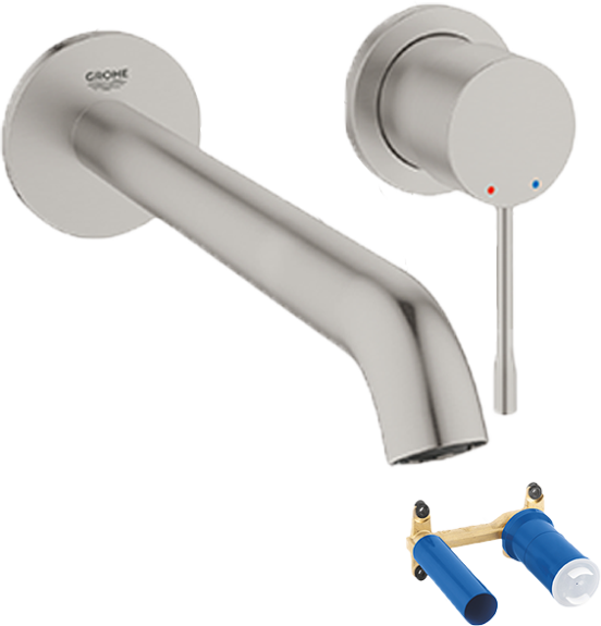 Grohe Essence L-size inbouw wastafelkraan Supersteel incl. inbouwelement