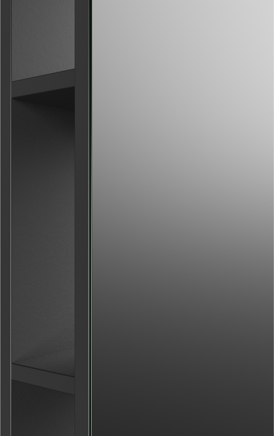 Storke colonne salle de bains suspendue ouverte avec miroir noir mat 36 x 16 x 160 cm