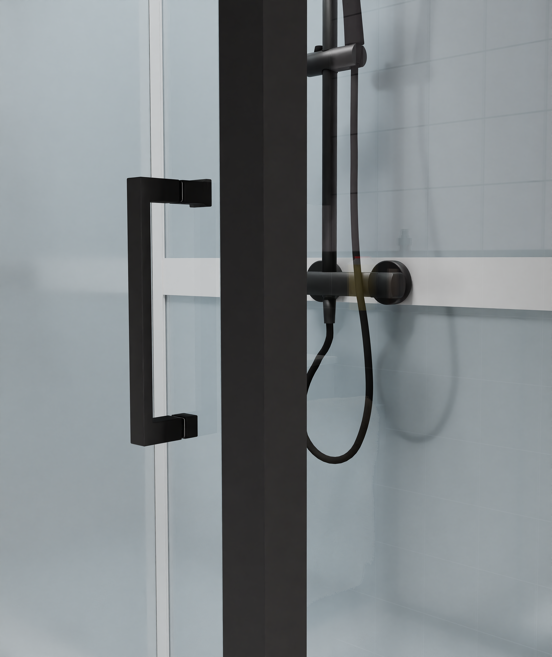 Luca Varess Talan rechthoekige douchecabine met draaideuren 90 x 120 cm helder glas mat zwart profiel