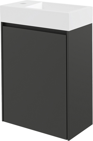 Storke Edge zwevend toiletmeubel 40 x 22 cm mat zwart met Vida wastafel in glanzend composiet marmer