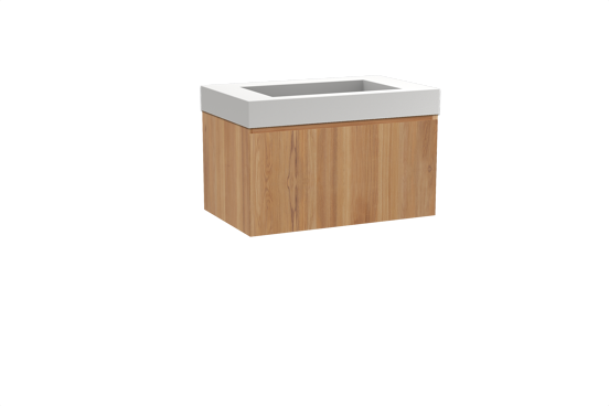 Balmani Idra hängendes Möbelstück Set: 90 x 55 cm, Teak, mit Modus Einzelwaschtisch, Solid Surface Weiß matt