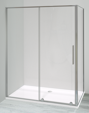 Luca Varess Morano paroi de douche avec porte coulissante et paroi latérale fixe 90 x 160 cm verre transparent profil chrome brillant
