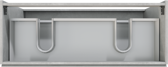 Storke Delta meuble sous-lavabo a poser 120 x 48 cm béton gris foncé 3 tiroirs 2 découpés de siphon