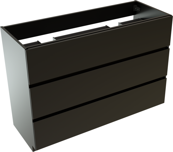 Storke Edge meuble sous-vasque a poser 120 x 46 cm noir mat 3 tiroirs 2 découpés de siphon