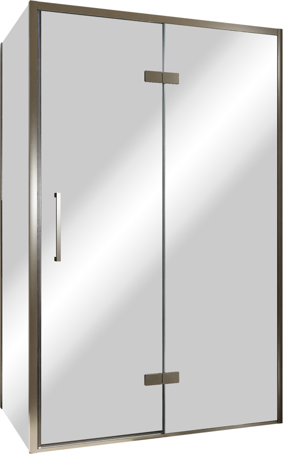 Balmani Senses Design douche en coin avec porte pivotante à droite et paroi latérale fixe, 120 x 80 cm, Miroir Reflex, Profil Brushed GunMetal, coating inclus