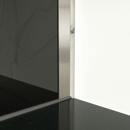 Balmani Modular inloopdouche 140 x 200 cm rookglas met matte strook geborsteld inox profiel