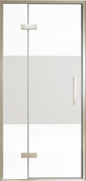 Balmani Senses Design porte pivotante à gauche 100 cm x 210 cm verre transparent avec bande matte, Profil Brushed CoolMetal