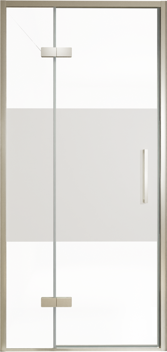 Balmani Senses Design douche draaideur links 100 cm x 210 cm Helder glas met matte strook, Brushed CoolMetal profielen, met coating