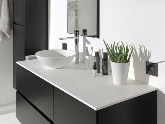 Storke Tavola enkel of dubbel wastafelblad matte Solid Surface 120 x 46 cm